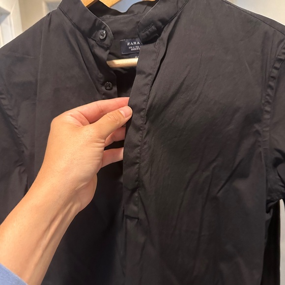 Zara half button dress shirt size small black - Picture 2 of 4